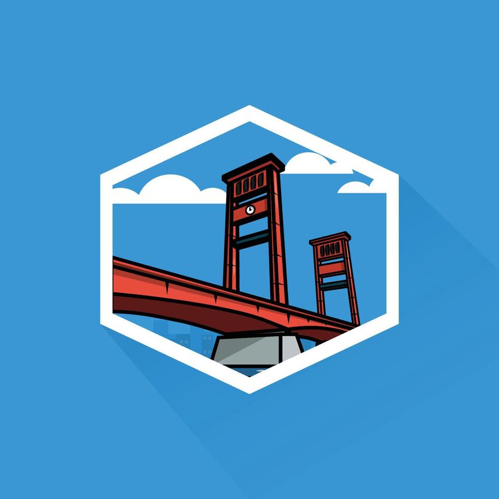 Illustration of Ampera Bridge in Flat Design vector