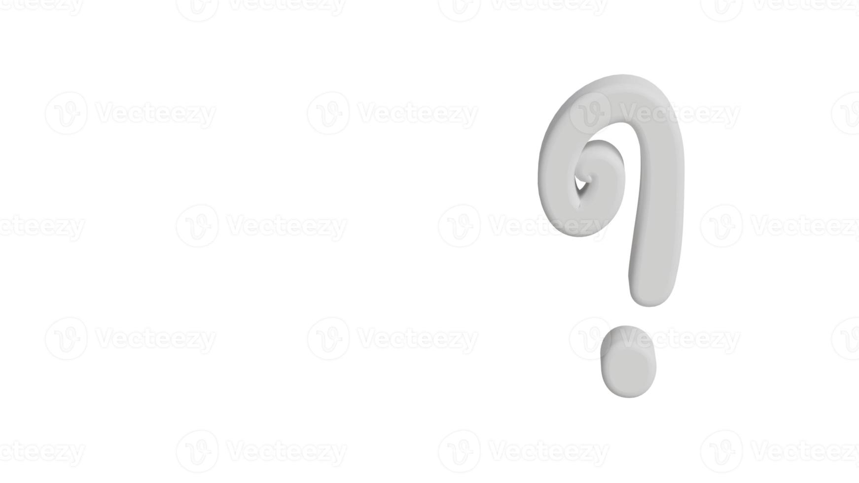 Question mark on white background.3D rendering photo