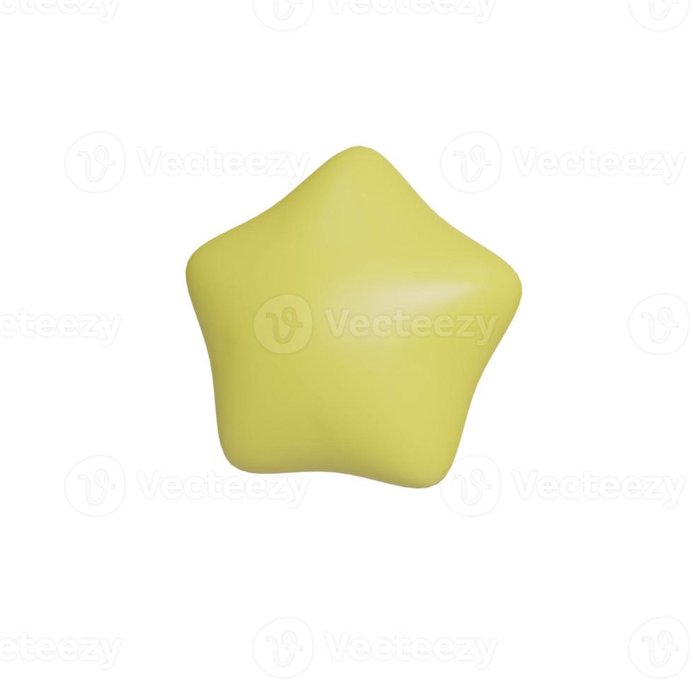 Star icon in cartoon 3d style isolated on white background. 3D render illustration photo