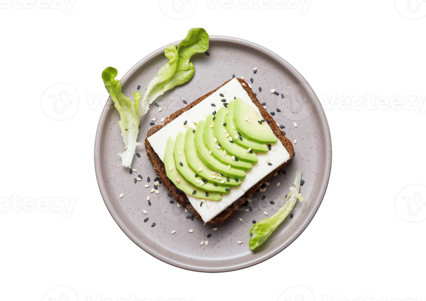 Toast with abocado breakfast isolated on a transparent background png