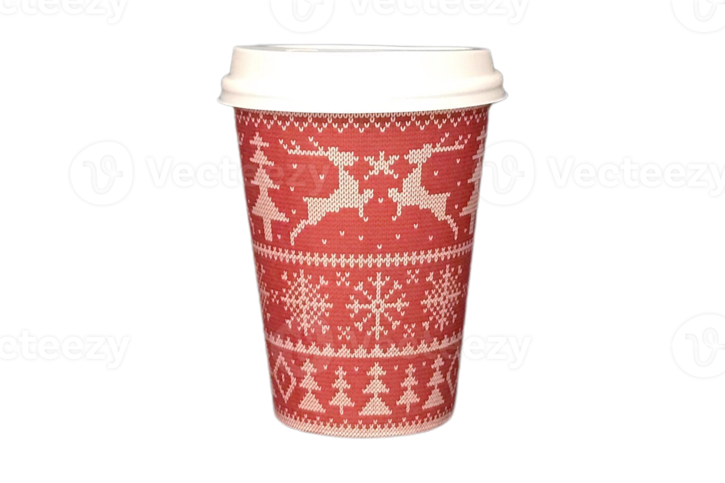 Red christmas coffee to go isolated on a transparent background png