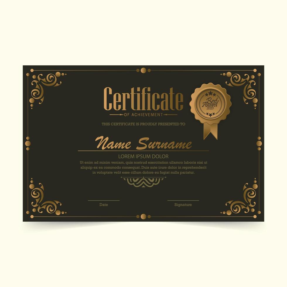 certificado de logros mejor premio diploma vector