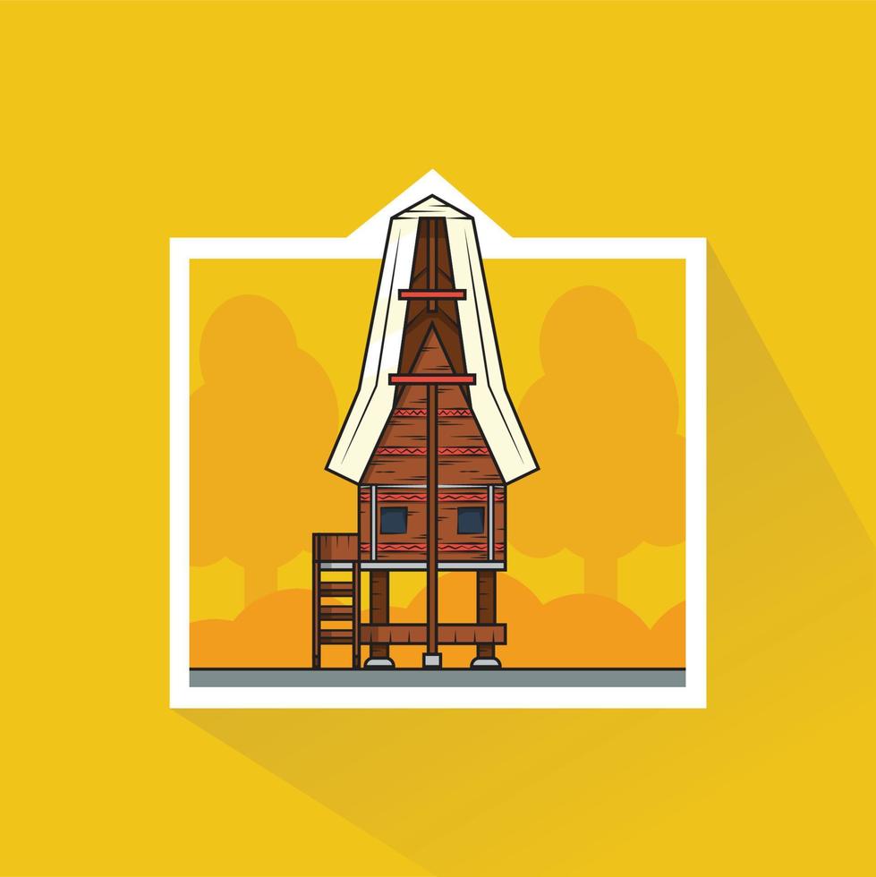 Illustration of Tongkongan Toraja in Flat Design vector