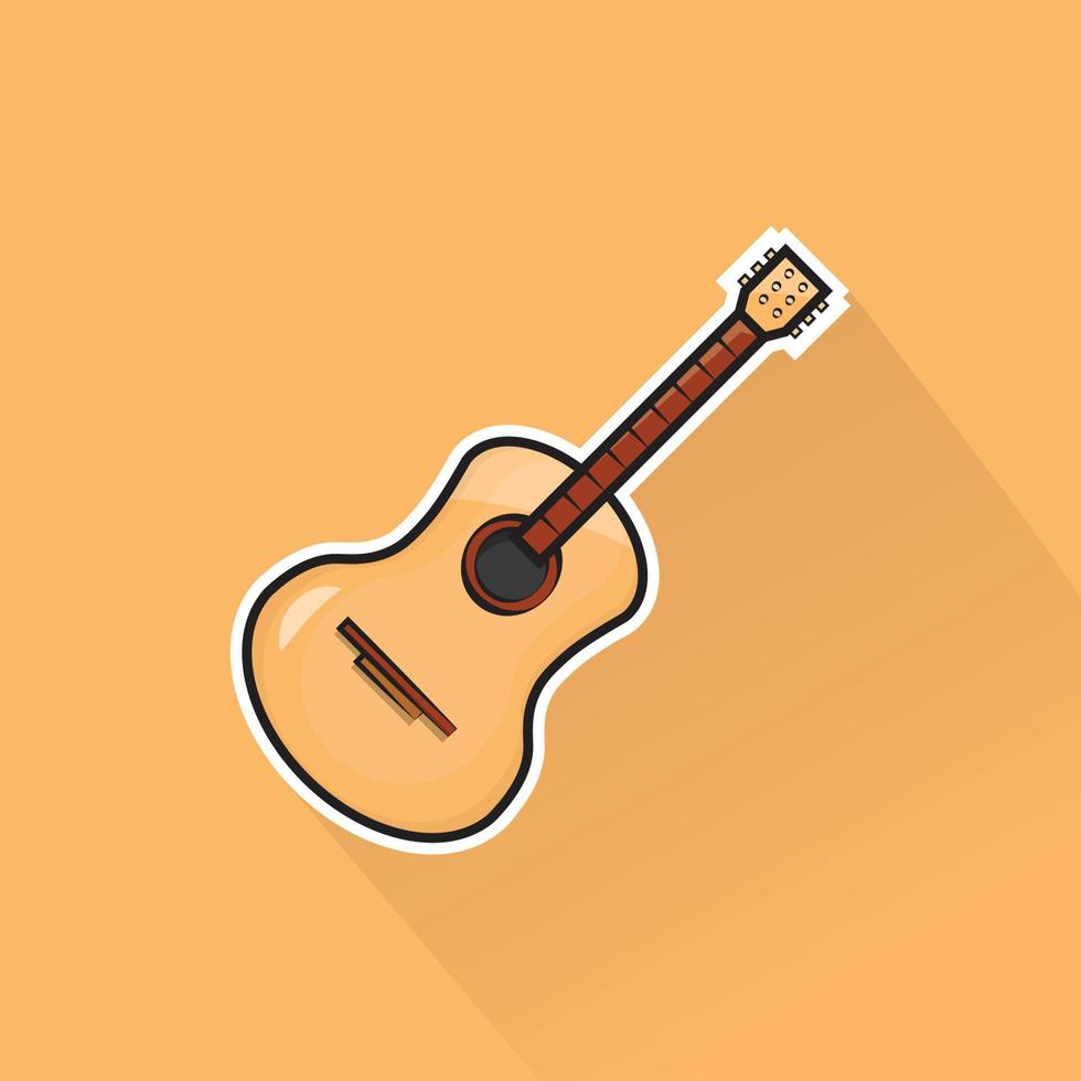 Illustration of Acoustic Guitar in Flat Design vector