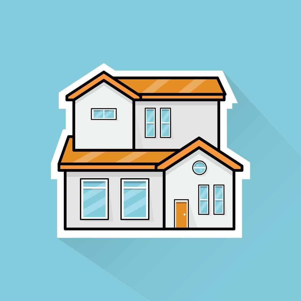 Illustration of Suburban House 2 in Flat Design vector