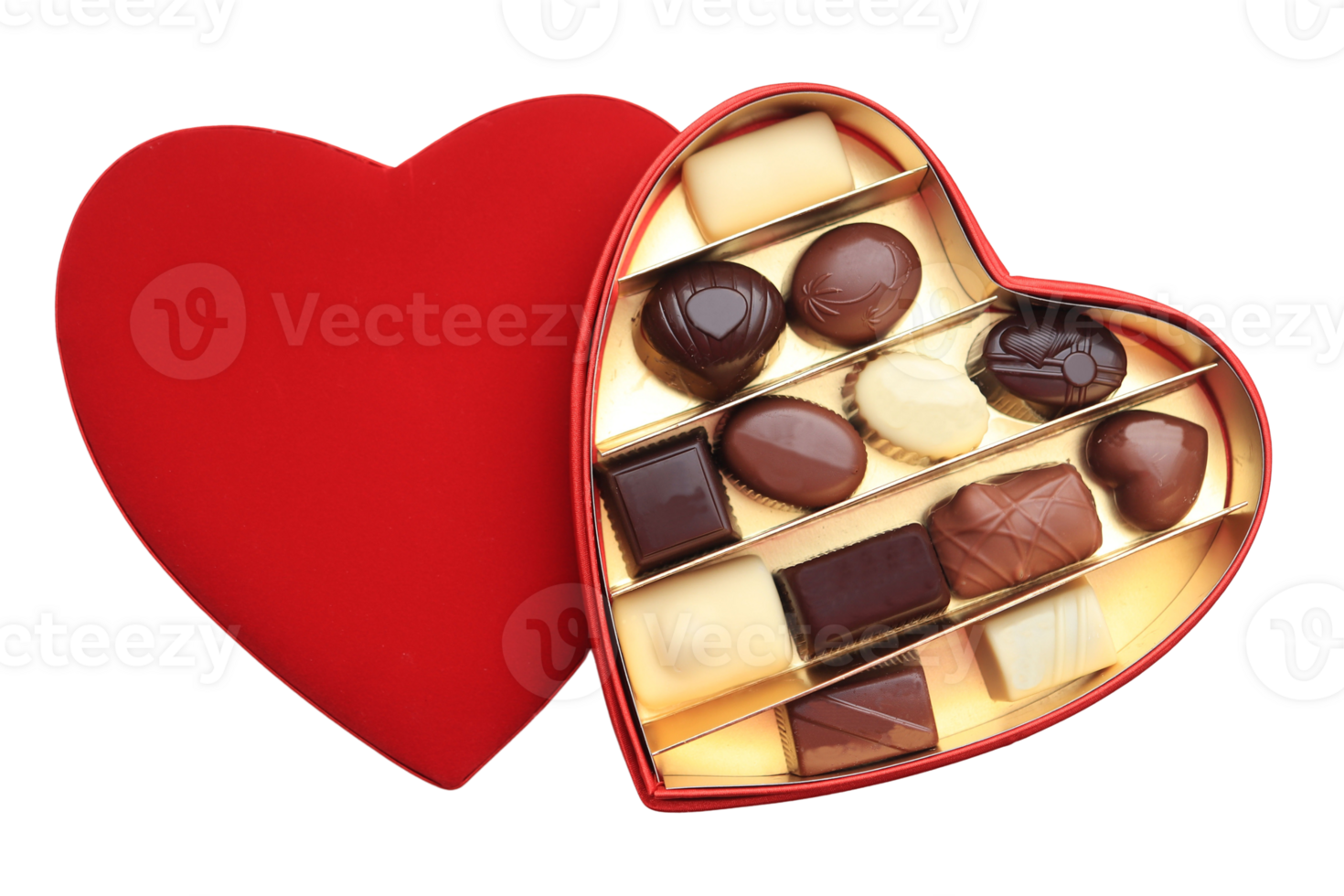 Red chocolate box isolated on a transparent background png