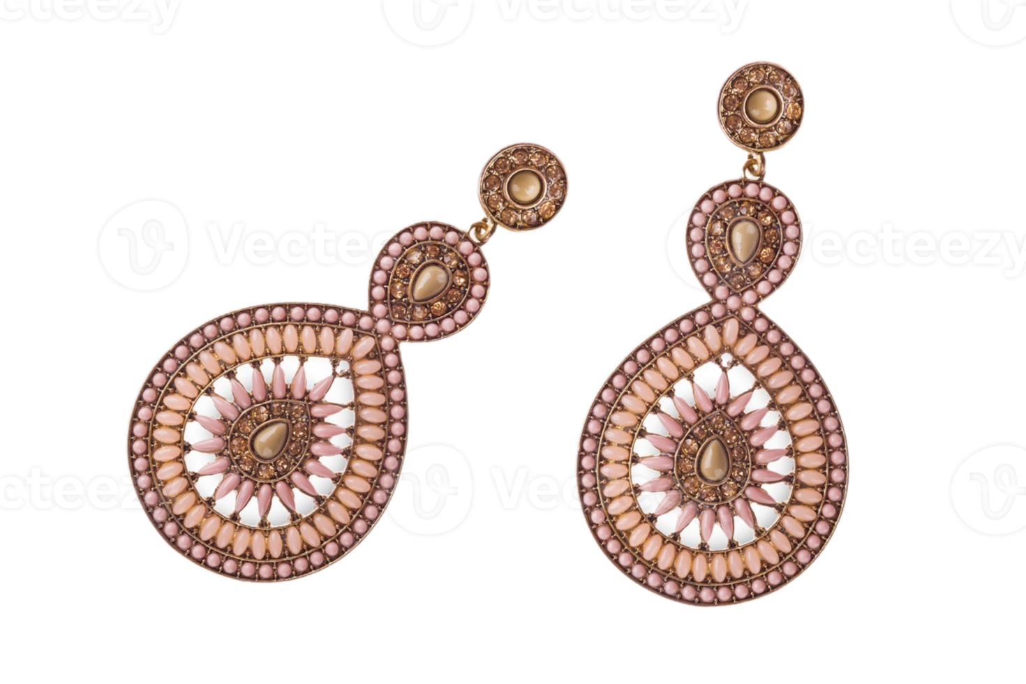 Brown earrings isolated on a transparent background png