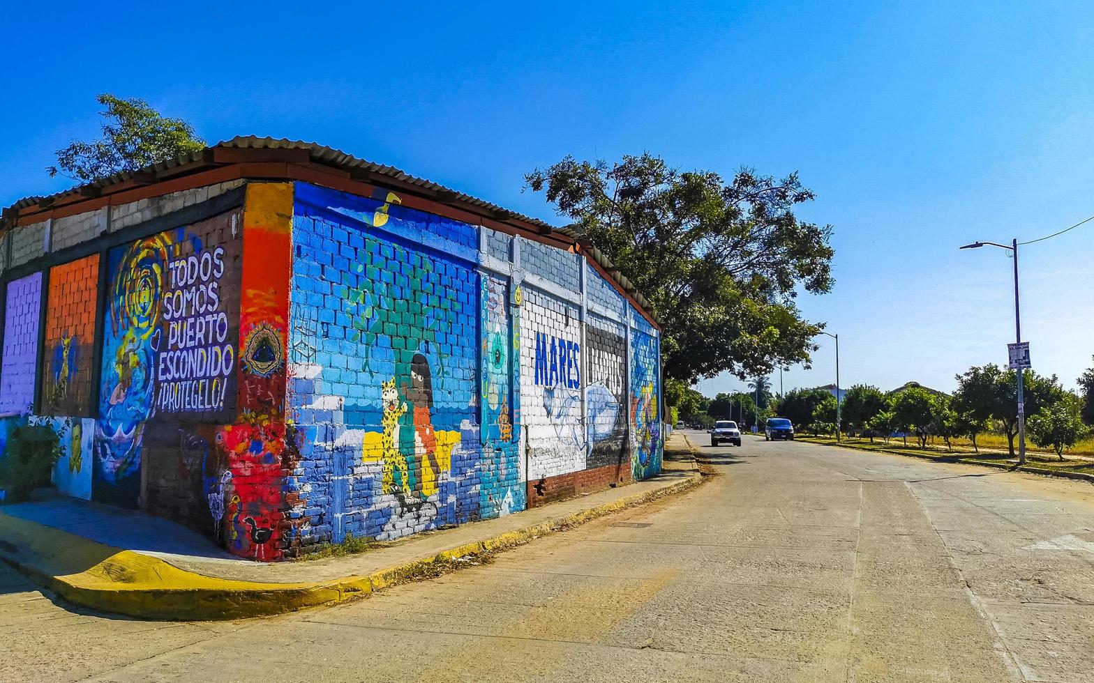 puerto escondido oaxaca mexico 2023 pared con pintada Arte dibujos pinturas en puerto escondido México. foto