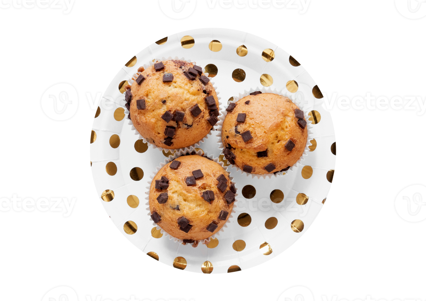 Party plate with cupcakes isolated on a transparent background png