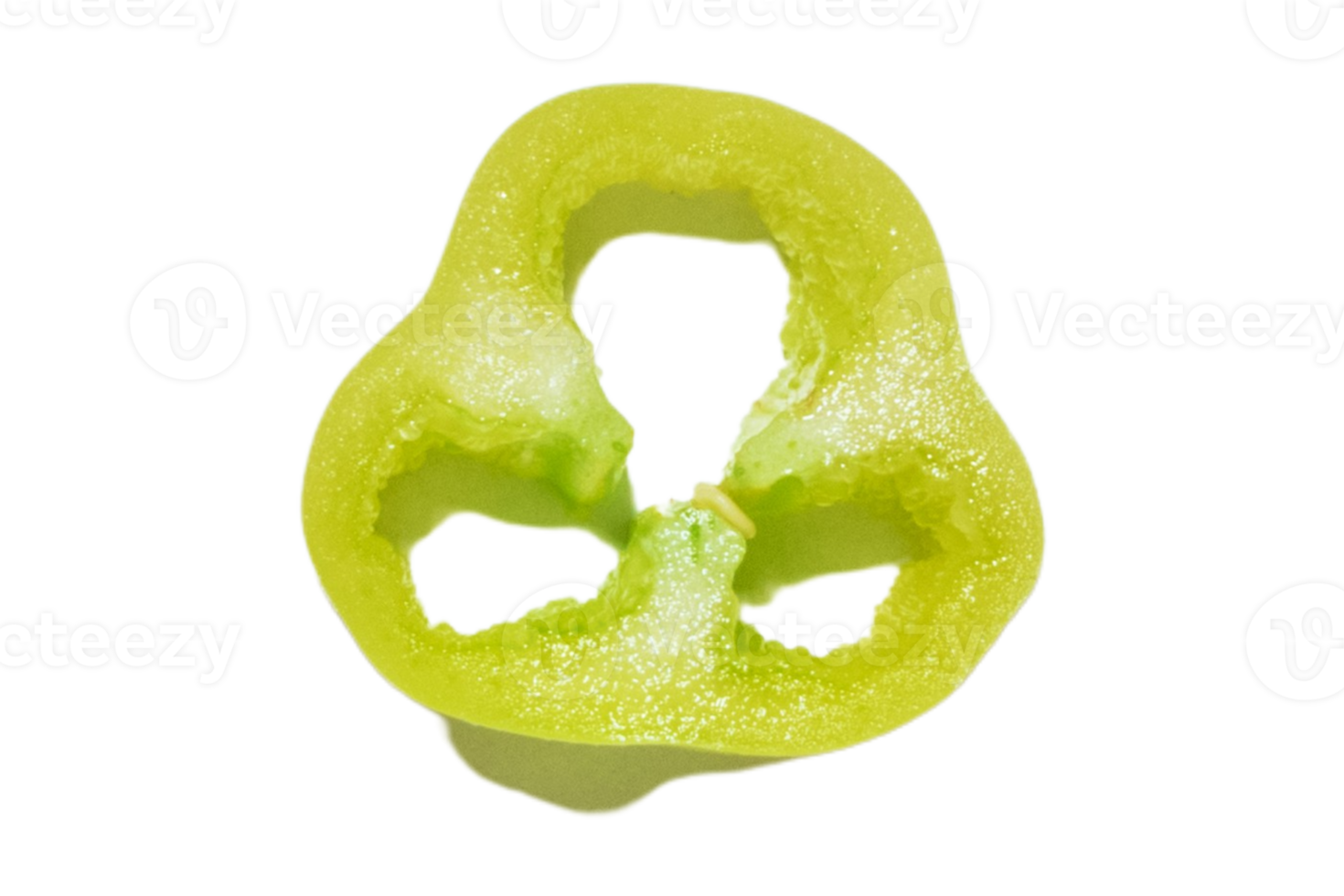 Slice of green bell pepper isolated on a transparent background png