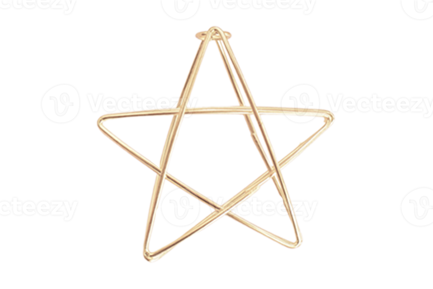 Golden christmas star decoration isolated on a transparent background png