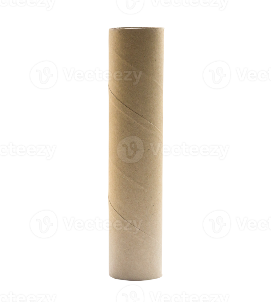 single standing tissue paper roll core isolated with clipping path in png format