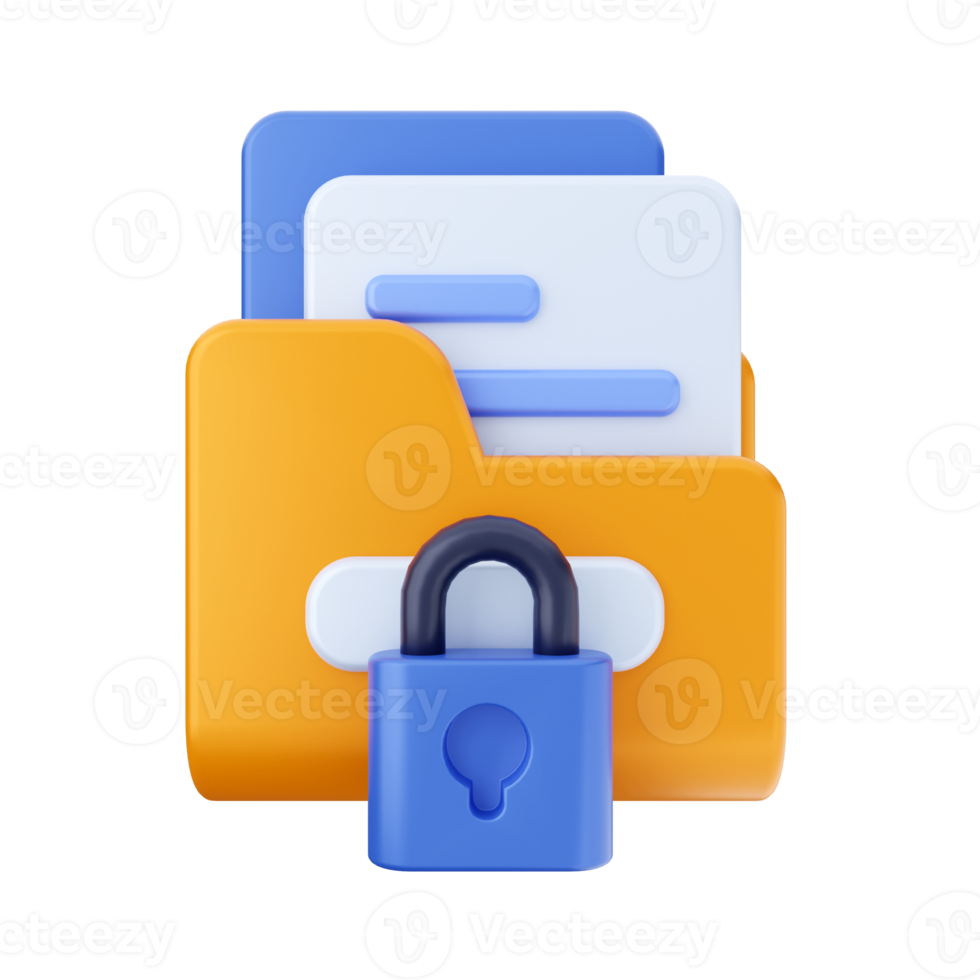 3d file folder lock icon illustration png