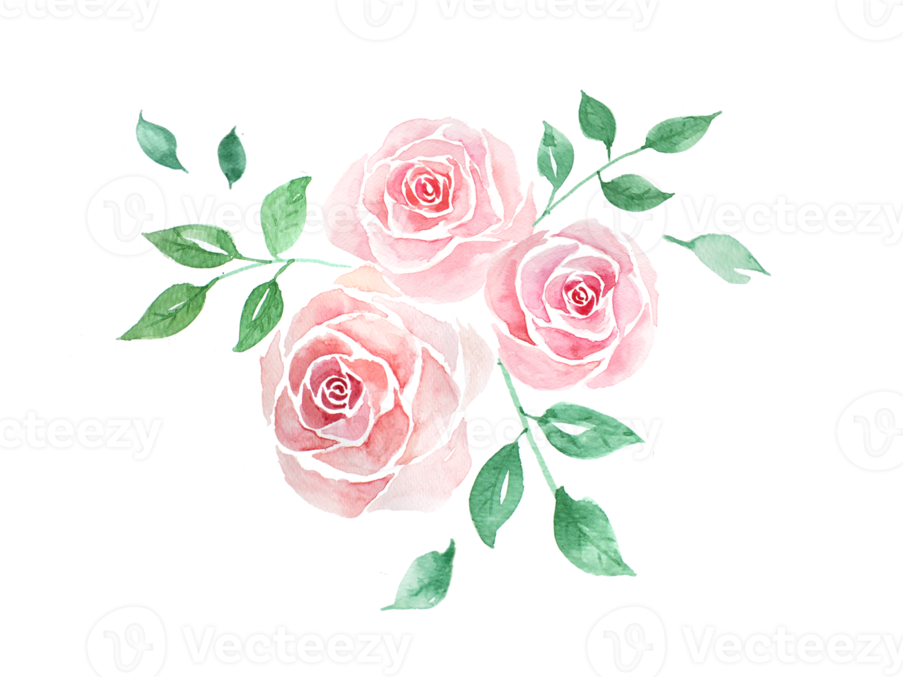 rosa reste sig bukett vattenfärg png