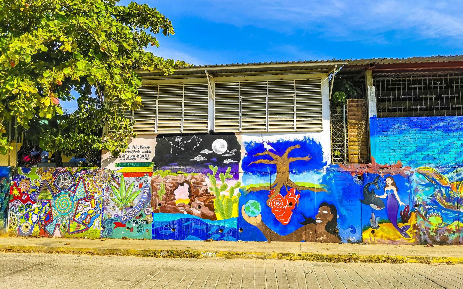 puerto escondido oaxaca mexico 2023 pared con pintada Arte dibujos pinturas en puerto escondido México. foto