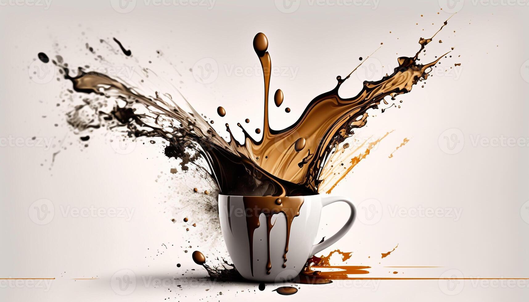A cup of coffee with a splash of liquid coming out of it created with Generative AI technology photo