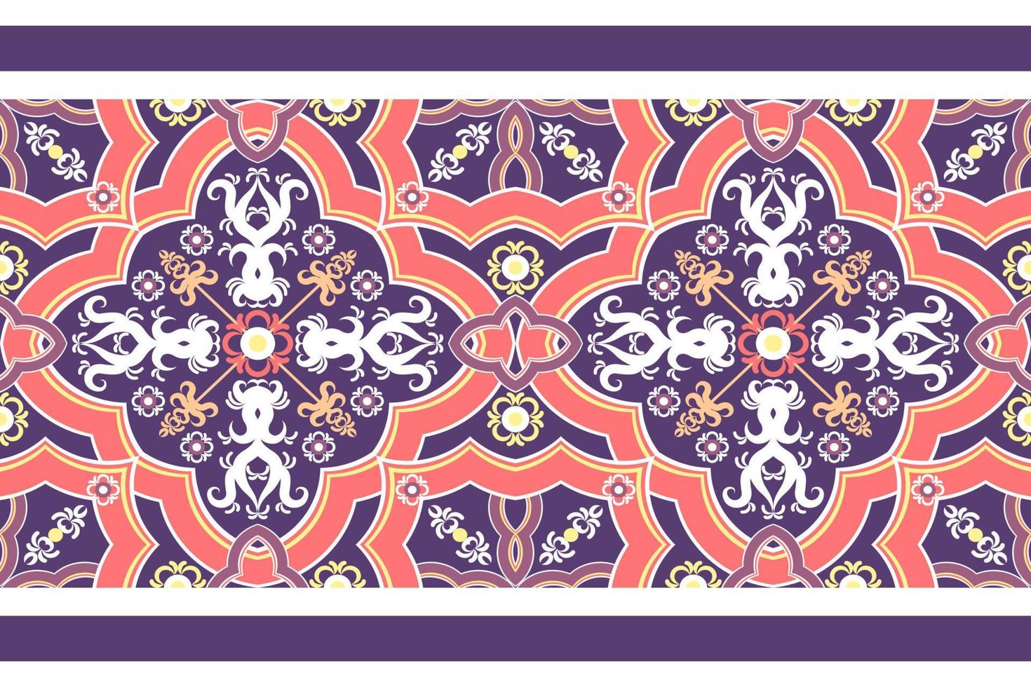 Ethnic fabric pattern Designed from geometric shapes Ethnic Asian style fabric pattern Used for home decoration, carpet work, indoor and outdoor use. vector