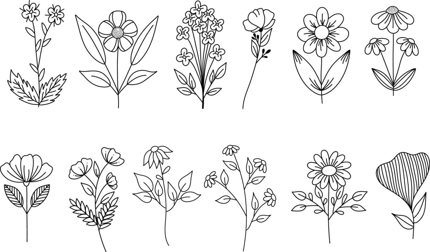 A Set of Flower Doodle Collection vector