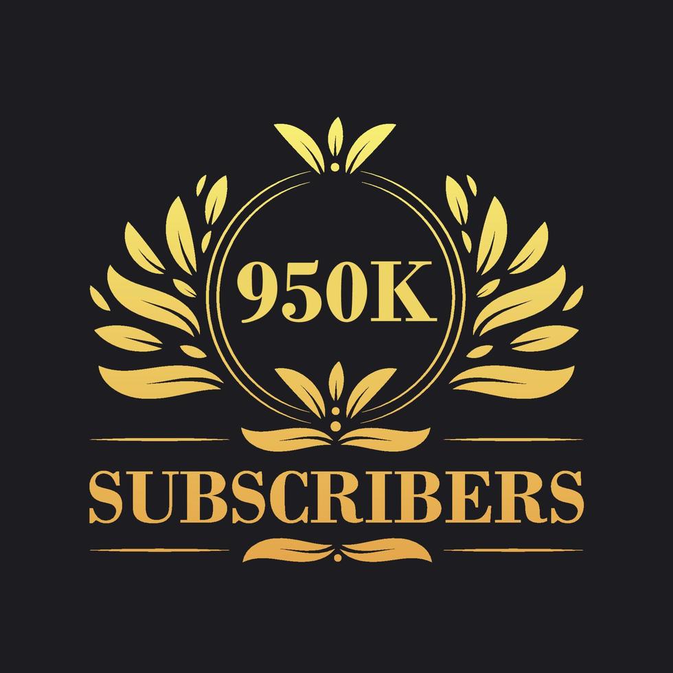 950K Subscribers celebration design. Luxurious 950K Subscribers logo for social media subscribers vector