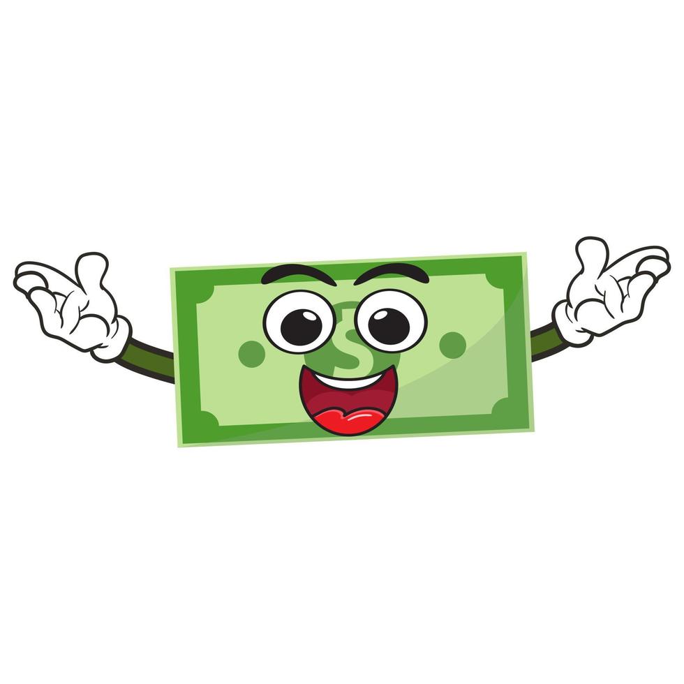 cute mascot money bank note vector