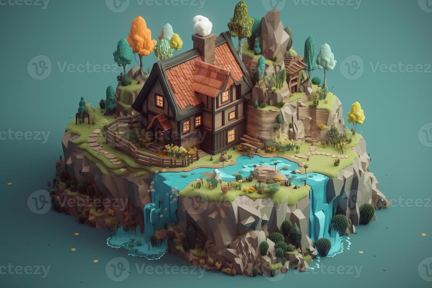 house hometown Lowpoly 3d AI photo