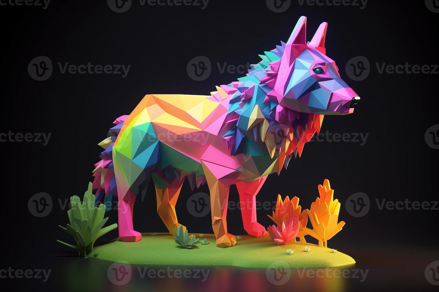 wolf Lowpoly 3d AI photo