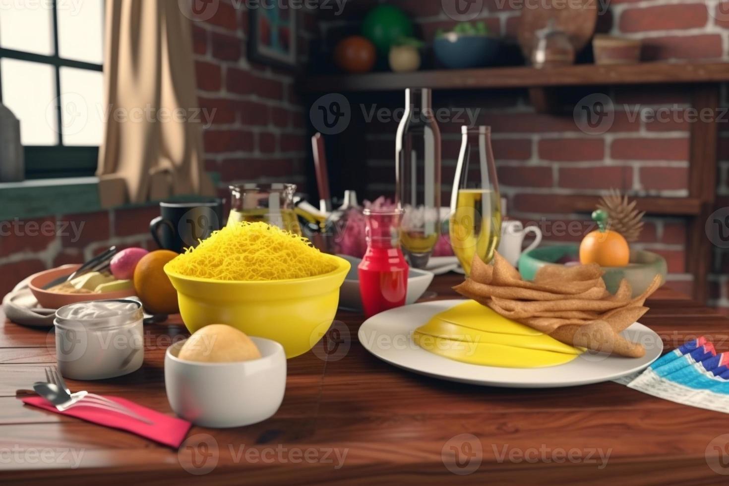 colombia food on the table 3d render Ai photo