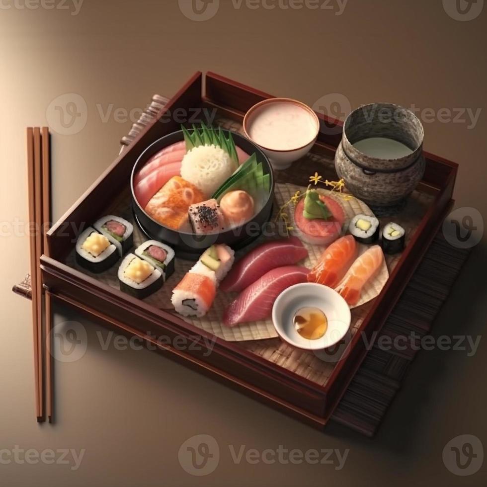 asiático comida tradicional coreano japonés ai foto