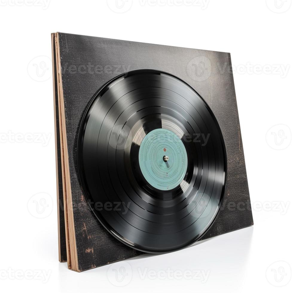 Vinyl record with turntable isolated on a white background AI generate photo