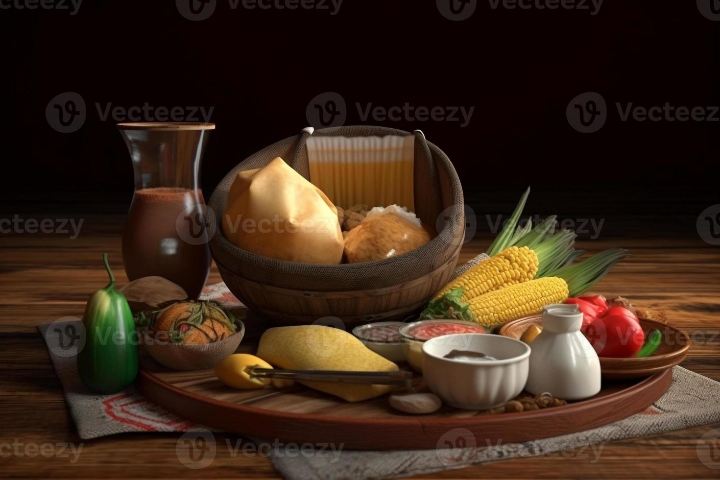 colombia food on the table 3d render Ai photo