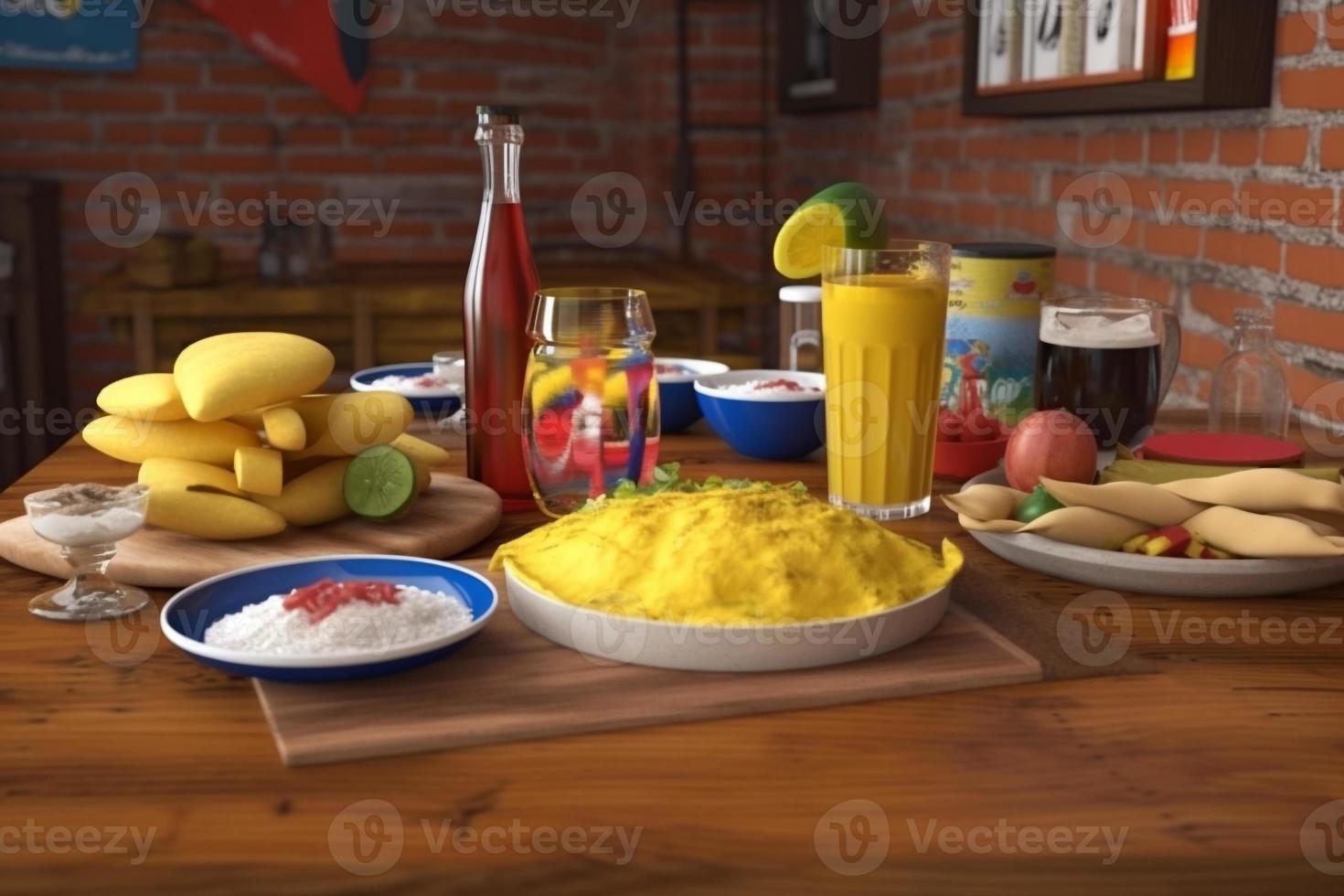 Colombia comida en el mesa 3d hacer ai foto