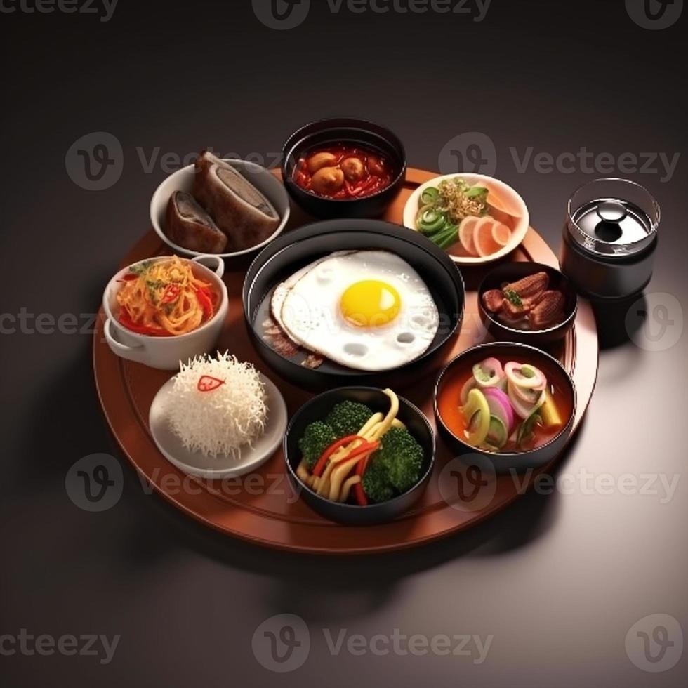 Asian food traditional Korean Japanese AI photo