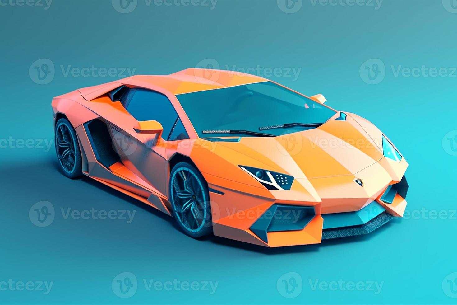car illustration Lowpoly 3d AI photo
