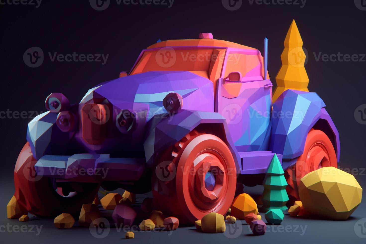 car illustration Lowpoly 3d AI photo