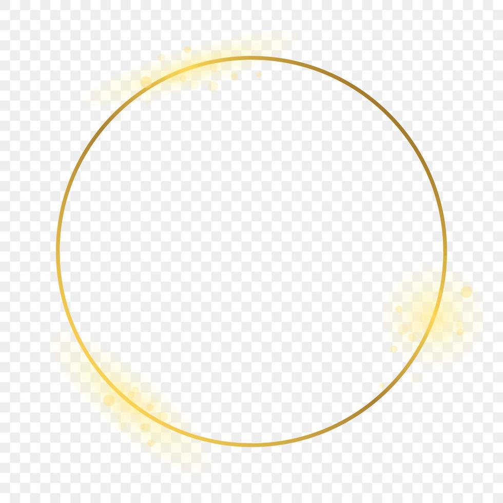 Gold glowing circle frame. Shiny frame with glowing effects. Vector illustration.