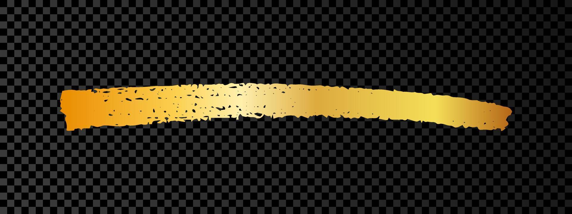 Gold paint brush smear stroke. Abstract gold glittering sketch scribble smear on dark background. Vector illustration.