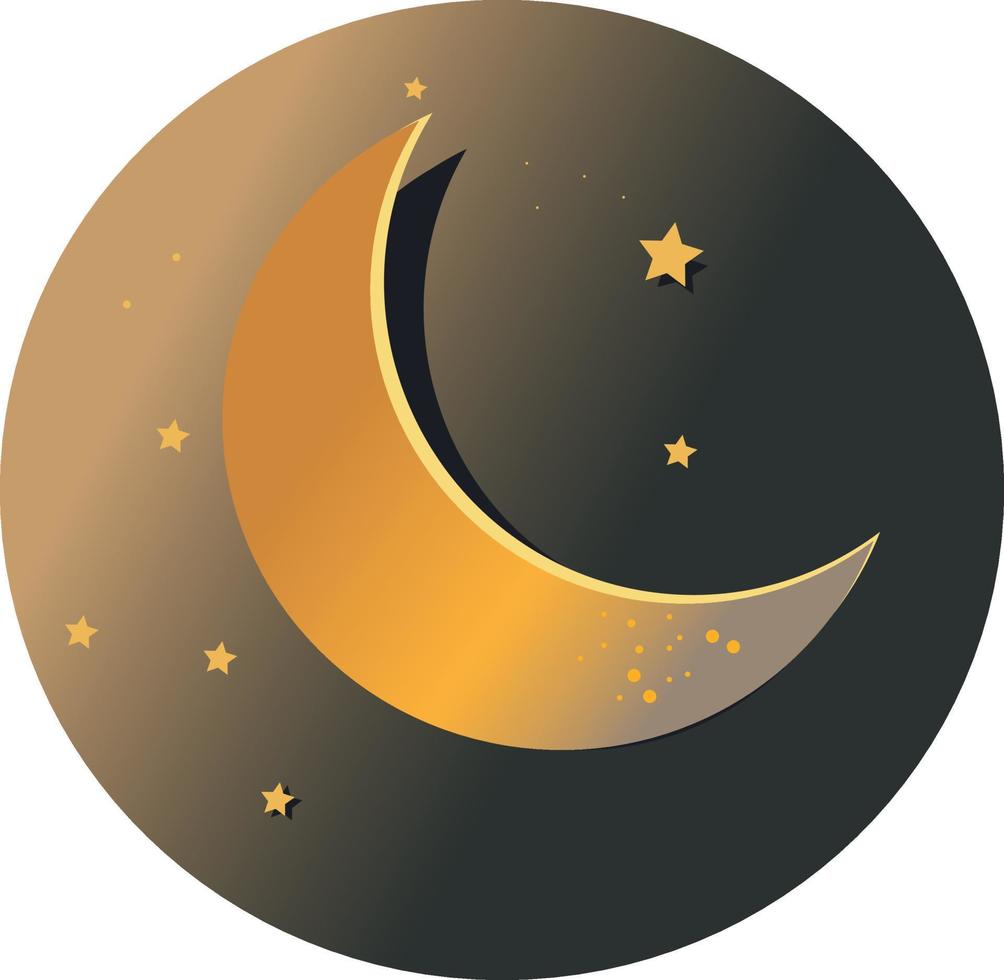 oro Luna y estrella icono vector