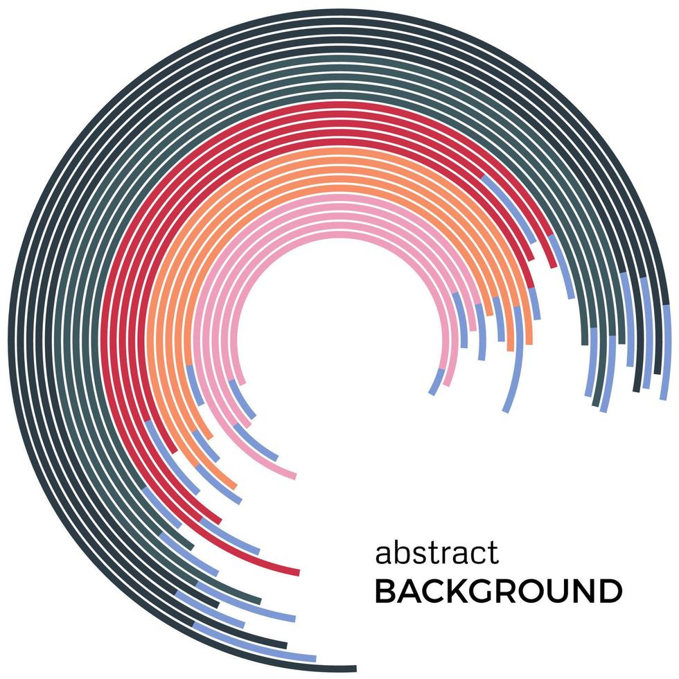 Abstract background with bright rainbow colorful lines. Colored circles with place for your text on a white background. vector