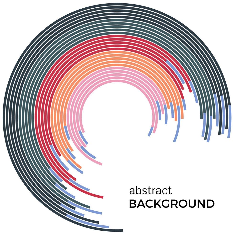 fondo abstracto con líneas de colores brillantes del arco iris. círculos de colores con lugar para el texto sobre un fondo blanco. vector