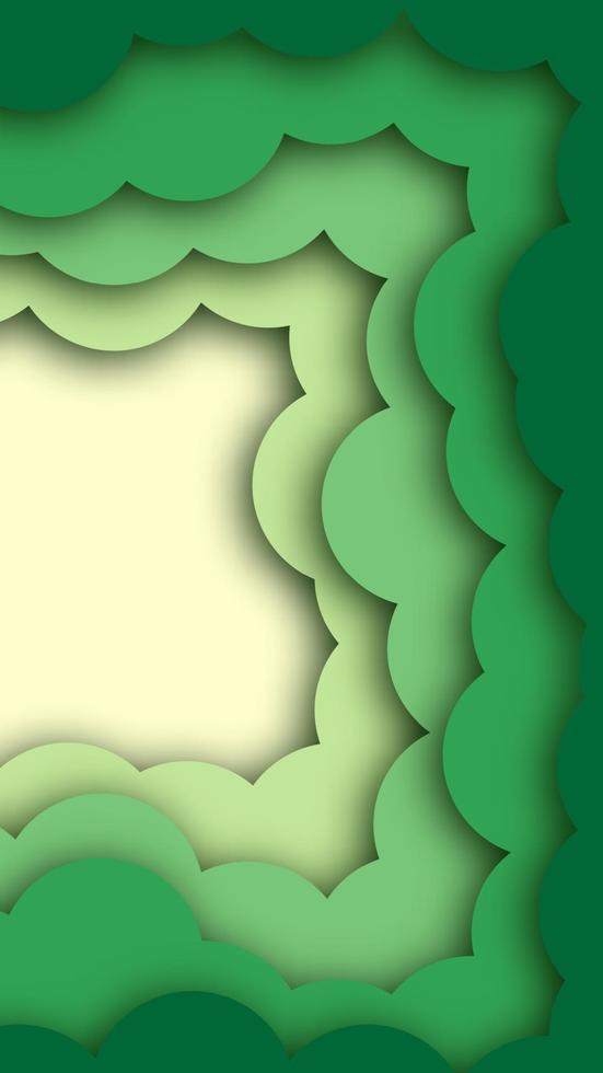 resumen antecedentes con verde papel cortar formas cuentos bandera diseño. vector ilustración