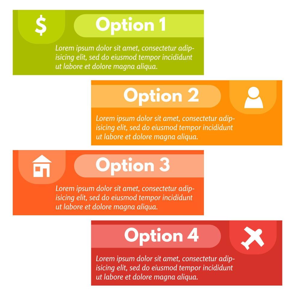 Four elements of infographic design with icons. Step by step infographic design template. Vector illustration