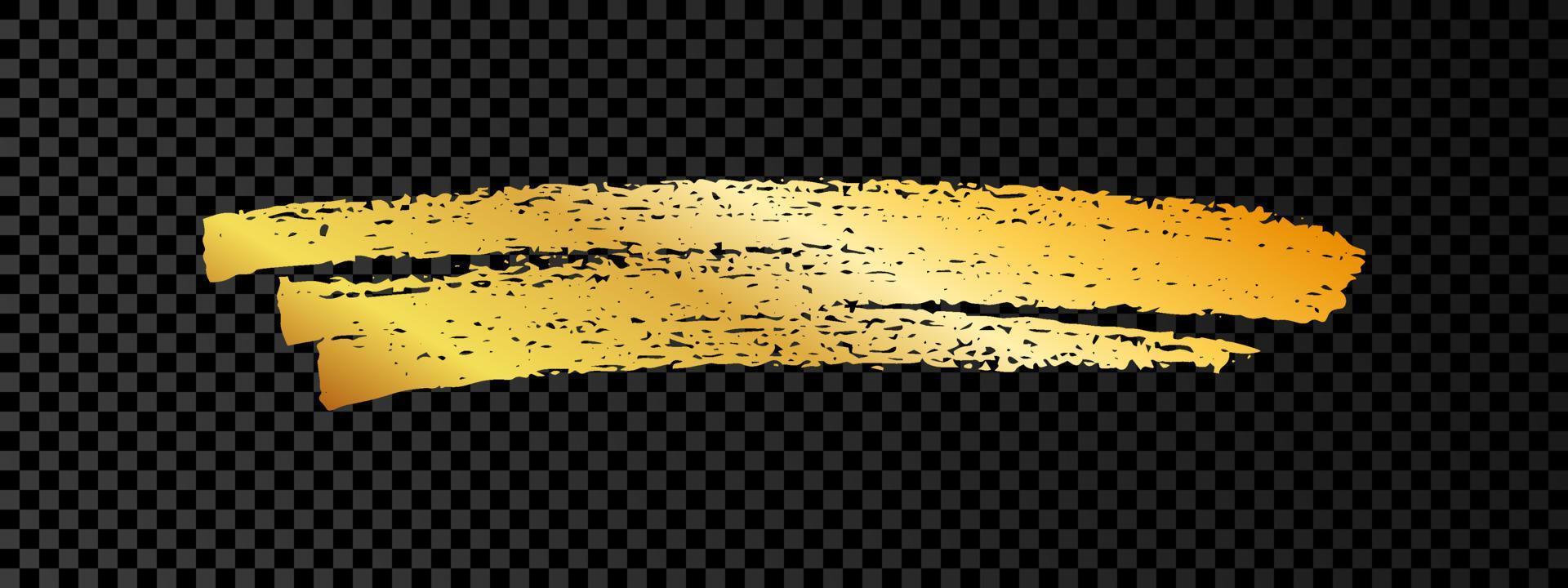 Gold paint brush smear stroke. Abstract gold glittering sketch scribble smear on dark vector