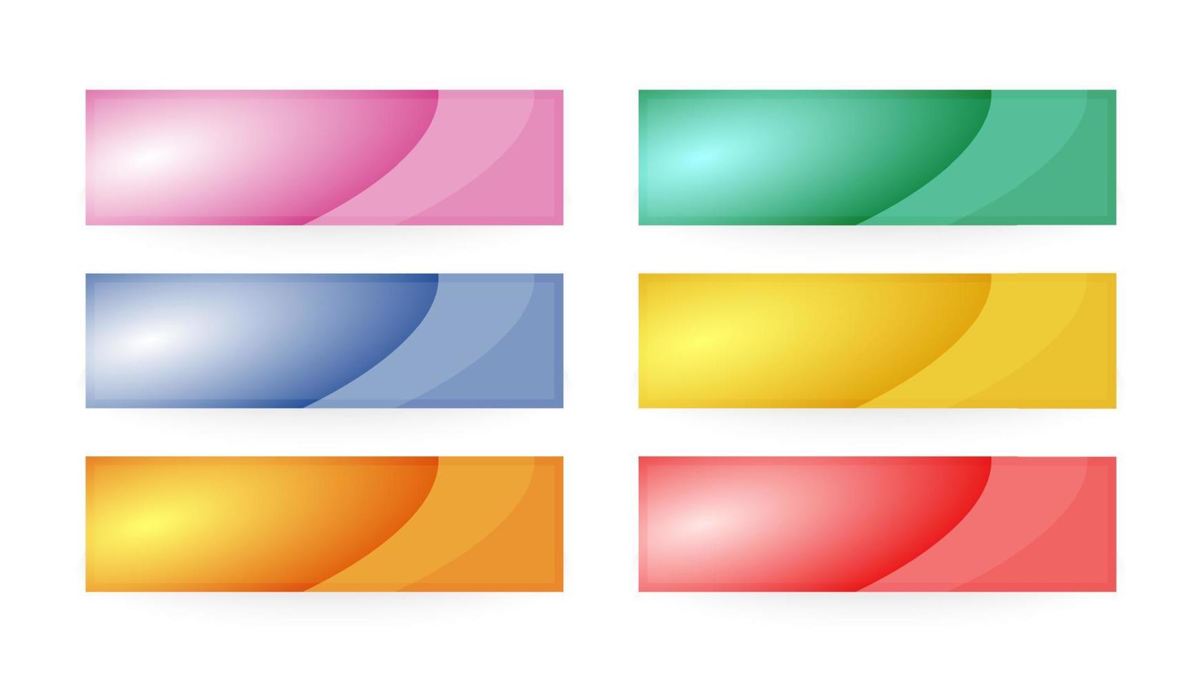 botones coloridos de la interfaz. conjunto de seis botones web abstractos modernos. ilustración vectorial vector