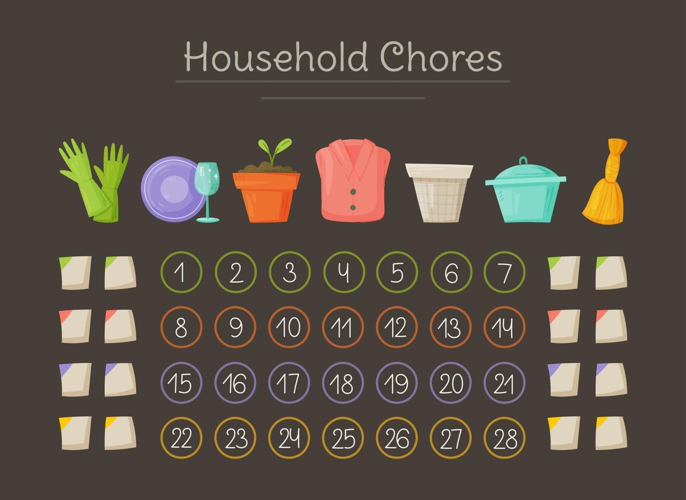 Household chores. Vector illustration of cleaning schedule.