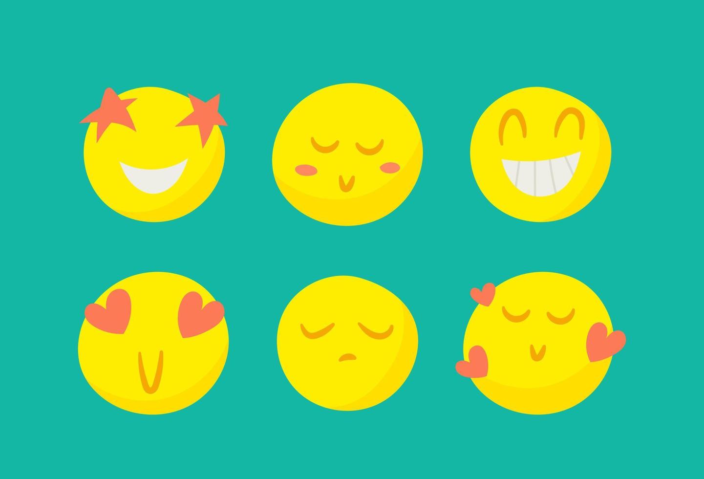 un conjunto de linda emoticones en un azul antecedentes. vector