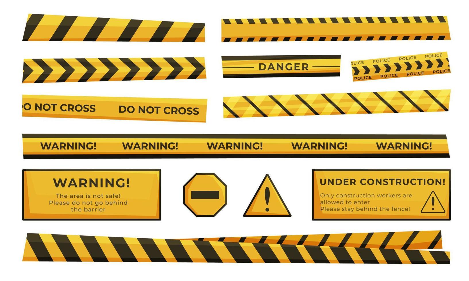 Signs, road signs, guard rails on white background. vector