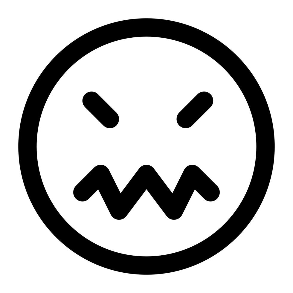 angry  facial expression outline icon of emoticon vector