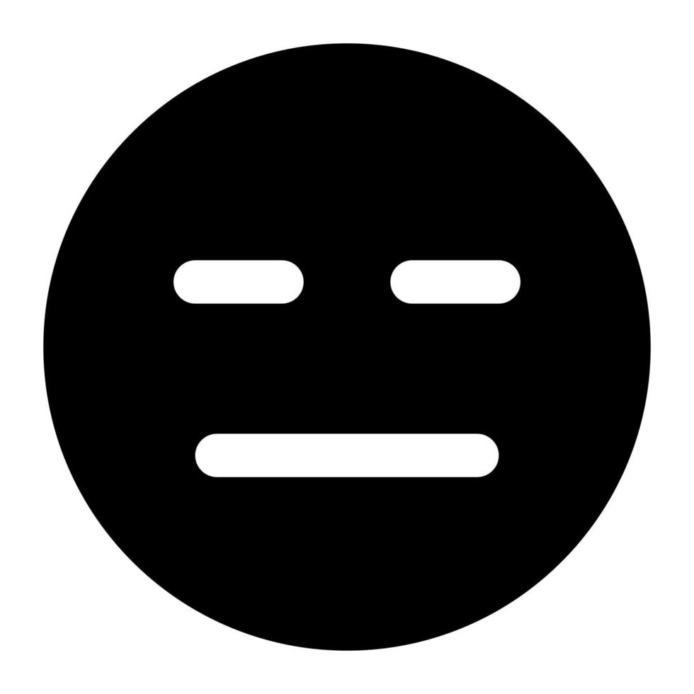 flat face facial expression solid icon of emoticon vector