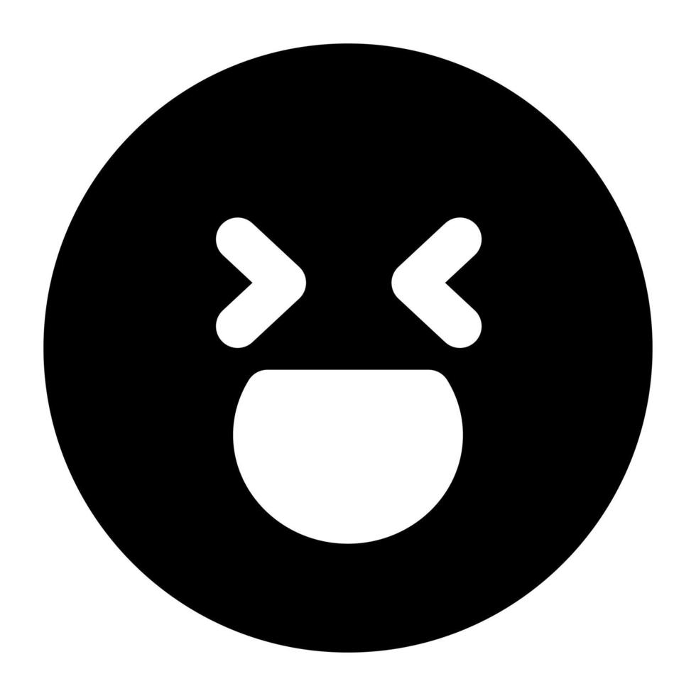 happy smile facial expression solid icon of emoticon vector