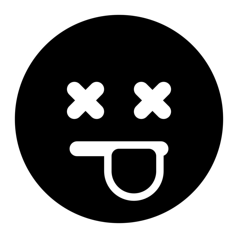 dead facial expression solid icon of emoticon vector